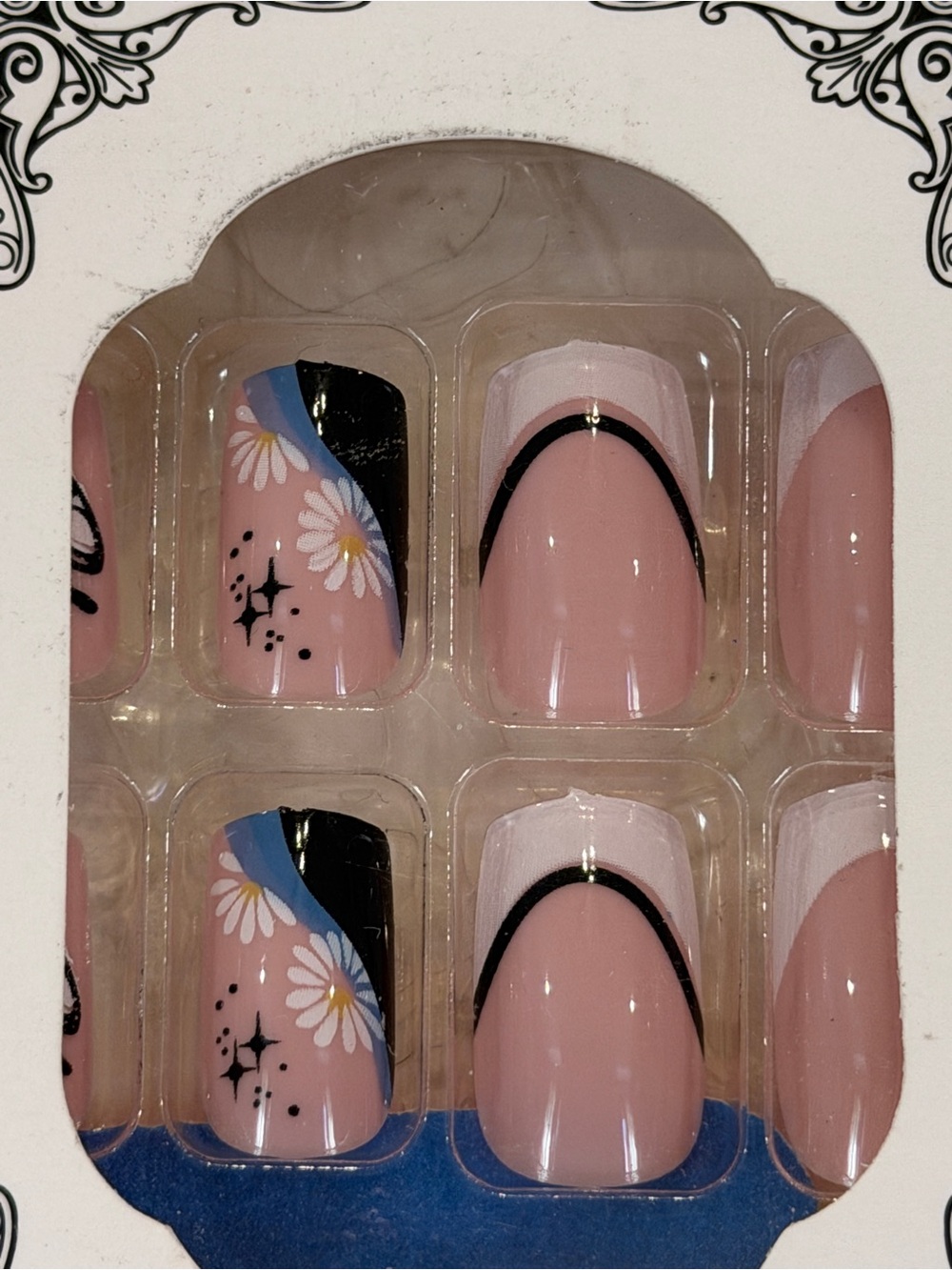 Tropical Palm Tree Press On Nails | Blue Polka Dot Beach Vacation Set